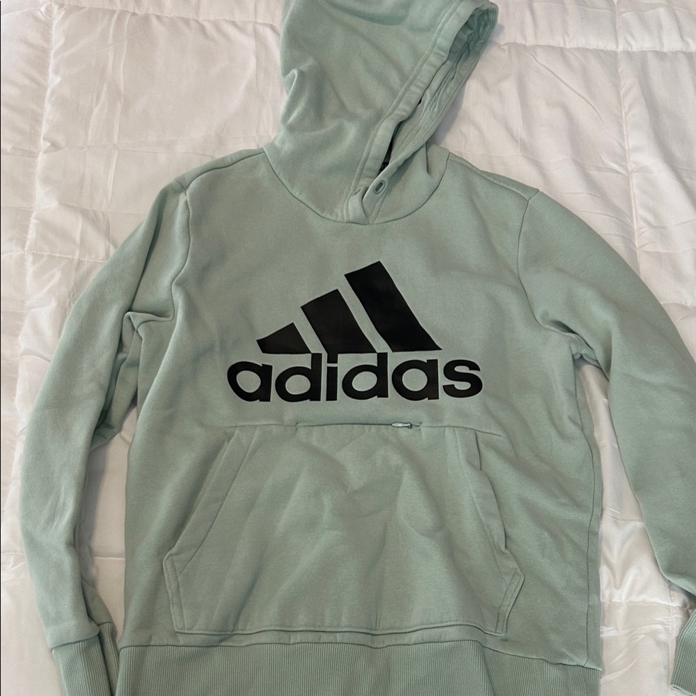 Adidas Light Green Hoodie with Black Accents